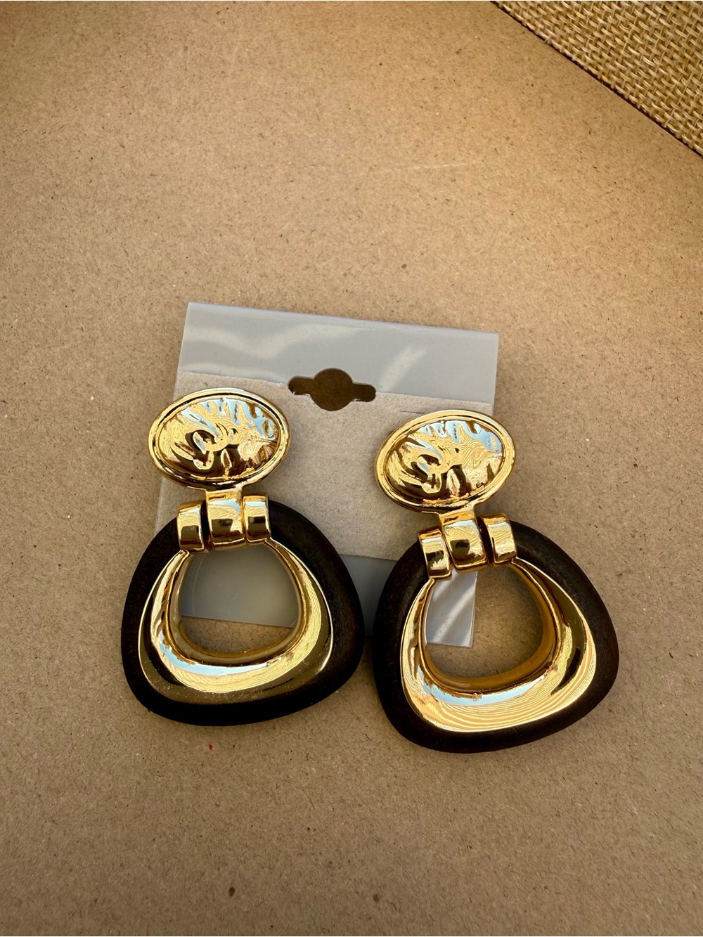 Gold and Black Statement Drop Earrings